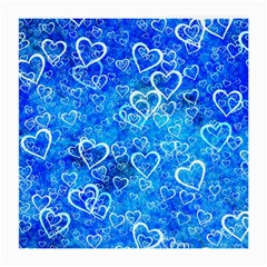 Valentine Heart Love Blue Medium Glasses Cloth (2-side) by Mariart