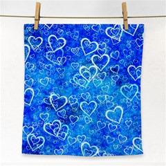 Valentine Heart Love Blue Face Towel by Mariart