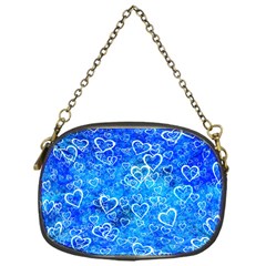 Valentine Heart Love Blue Chain Purse (one Side) by Mariart