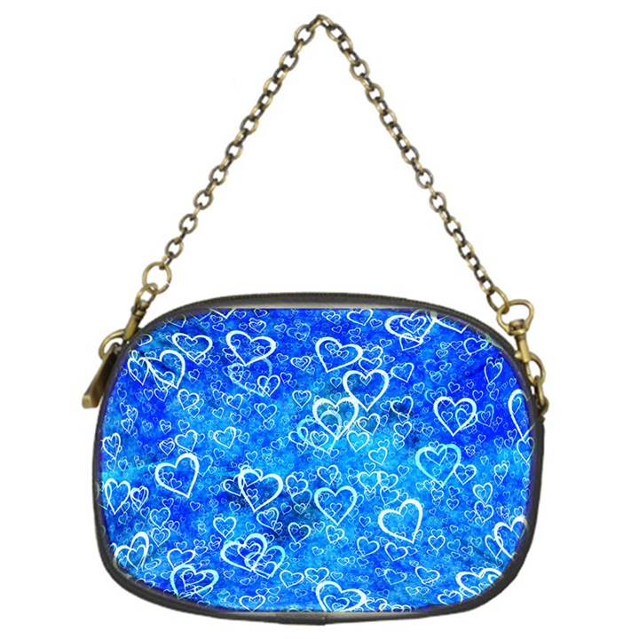 Valentine Heart Love Blue Chain Purse (One Side)