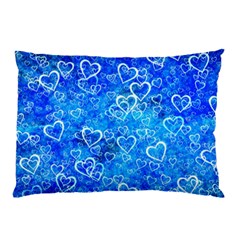 Valentine Heart Love Blue Pillow Case by Mariart