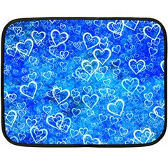 Valentine Heart Love Blue Fleece Blanket (mini) by Mariart