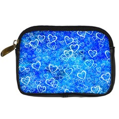 Valentine Heart Love Blue Digital Camera Leather Case by Mariart