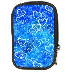 Valentine Heart Love Blue Compact Camera Leather Case by Mariart