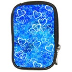 Valentine Heart Love Blue Compact Camera Leather Case Front