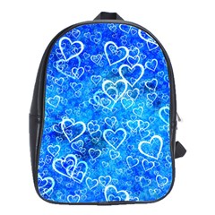 Valentine Heart Love Blue School Bag (large) by Mariart