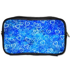 Valentine Heart Love Blue Toiletries Bag (one Side) by Mariart