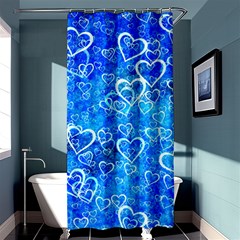 Valentine Heart Love Blue Shower Curtain 36  X 72  (stall)  by Mariart