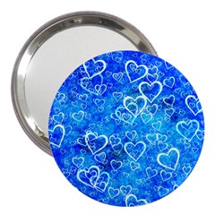 Valentine Heart Love Blue 3  Handbag Mirrors by Mariart