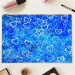 Valentine Heart Love Blue Cosmetic Bag (XXL) Front