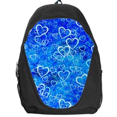 Valentine Heart Love Blue Backpack Bag by Mariart