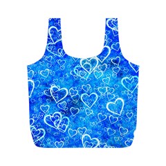 Valentine Heart Love Blue Full Print Recycle Bag (m) by Mariart