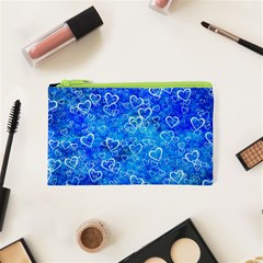 Valentine Heart Love Blue Cosmetic Bag (xs) by Mariart