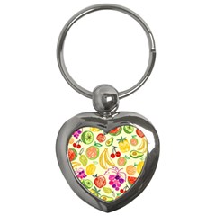 Seamless Pattern Fruit Key Chains (heart)  by Mariart