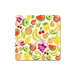 Seamless Pattern Fruit Square Magnet by Mariart