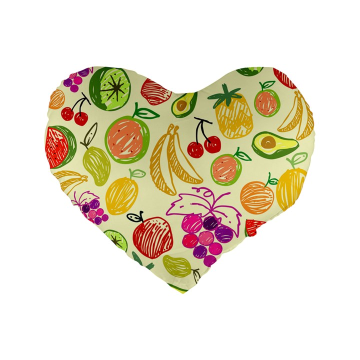 Seamless Pattern Fruit Standard 16  Premium Flano Heart Shape Cushions