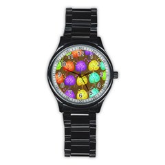 Textured Grunge Background Pattern Stainless Steel Round Watch by Mariart