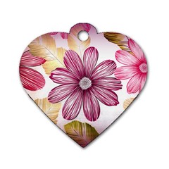 Star Flower Dog Tag Heart (one Side) by Mariart