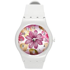 Star Flower Round Plastic Sport Watch (m) by Mariart