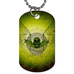 Awesome Creepy Skull With Wings Dog Tag (one Side) by FantasyWorld7