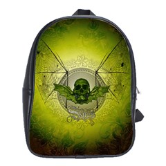 Awesome Creepy Skull With Wings School Bag (large) by FantasyWorld7