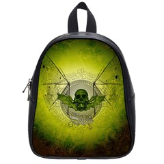 Awesome Creepy Skull With Wings School Bag (small) by FantasyWorld7