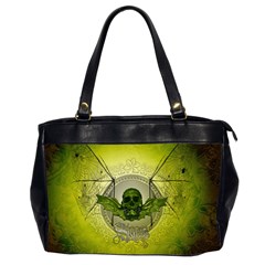 Awesome Creepy Skull With Wings Oversize Office Handbag (2 Sides) by FantasyWorld7