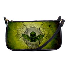 Awesome Creepy Skull With Wings Shoulder Clutch Bag by FantasyWorld7