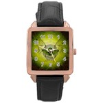 Awesome Creepy Skull With Wings Rose Gold Leather Watch  Front