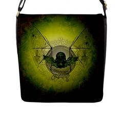 Awesome Creepy Skull With Wings Flap Closure Messenger Bag (l) by FantasyWorld7