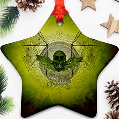 Awesome Creepy Skull With Wings Ornament (star) by FantasyWorld7