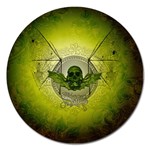 Awesome Creepy Skull With Wings Magnet 5  (Round) Front