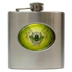 Awesome Creepy Skull With Wings Hip Flask (6 Oz) by FantasyWorld7