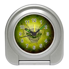 Awesome Creepy Skull With Wings Travel Alarm Clock by FantasyWorld7