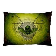 Awesome Creepy Skull With Wings Pillow Case by FantasyWorld7