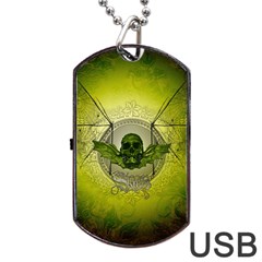 Awesome Creepy Skull With Wings Dog Tag Usb Flash (two Sides) by FantasyWorld7