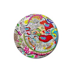 Supersonic Pyramid Protector Angels Rubber Coaster (round)  by chellerayartisans