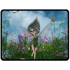 Cute Little Fairy Fleece Blanket (large)  by FantasyWorld7