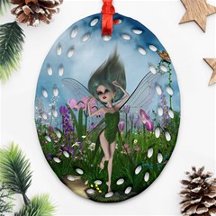 Cute Little Fairy Ornament (oval Filigree) by FantasyWorld7