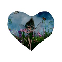 Cute Little Fairy Standard 16  Premium Heart Shape Cushions by FantasyWorld7