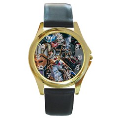 The Fools Round Gold Metal Watch by WensdaiAmbrose