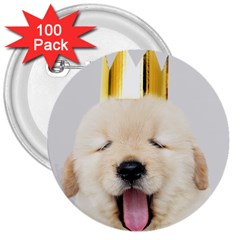 Royal Puppy Yawns 3  Buttons (100 Pack)  by WensdaiAmbrose