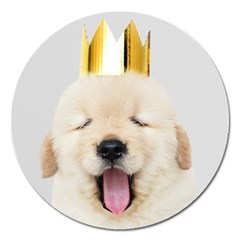 Royal Puppy Yawns Magnet 5  (round) by WensdaiAmbrose