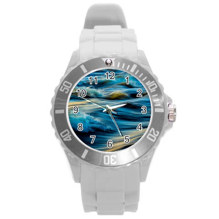 Ocean Waves Round Plastic Sport Watch (L)