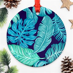 Tropical Greens Leaves Banana Ornament (round) by Mariart