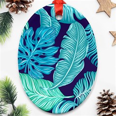 Tropical Greens Leaves Banana Ornament (oval) by Mariart