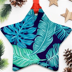 Tropical Greens Leaves Banana Ornament (star) by Mariart