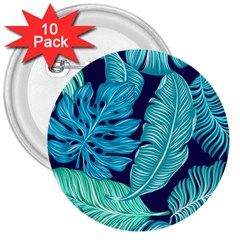 Tropical Greens Leaves Banana 3  Buttons (10 Pack)  by Mariart