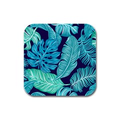 Tropical Greens Leaves Banana Rubber Square Coaster (4 Pack)  by Mariart