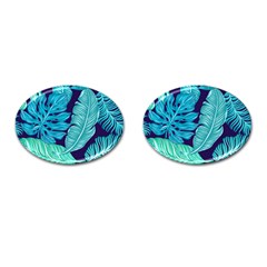 Tropical Greens Leaves Banana Cufflinks (oval) by Mariart